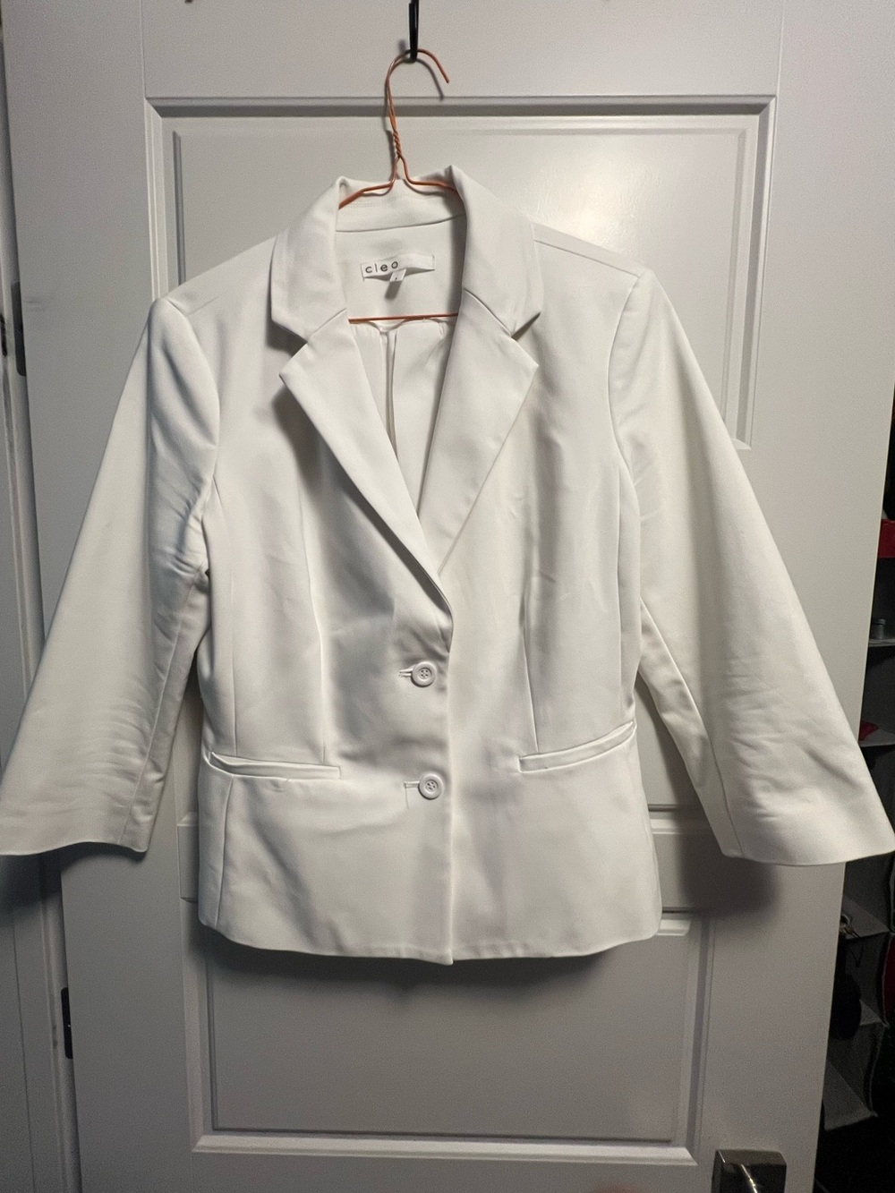 Cleo White Blazer | Size 6 | 3/4 Sleeve Career Jacket